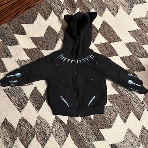 Boys 2T black marvel jacket with ears & faux fur inside